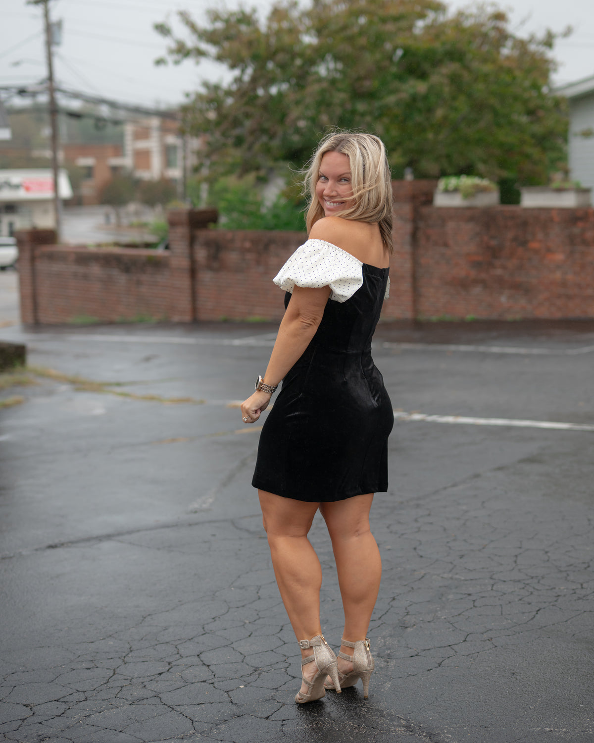 Sadie & Sage Velvet Hour Puff Sleeve Mini Dress