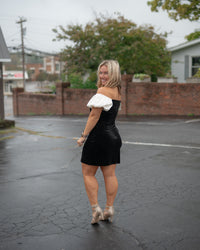 Sadie & Sage Velvet Hour Puff Sleeve Mini Dress