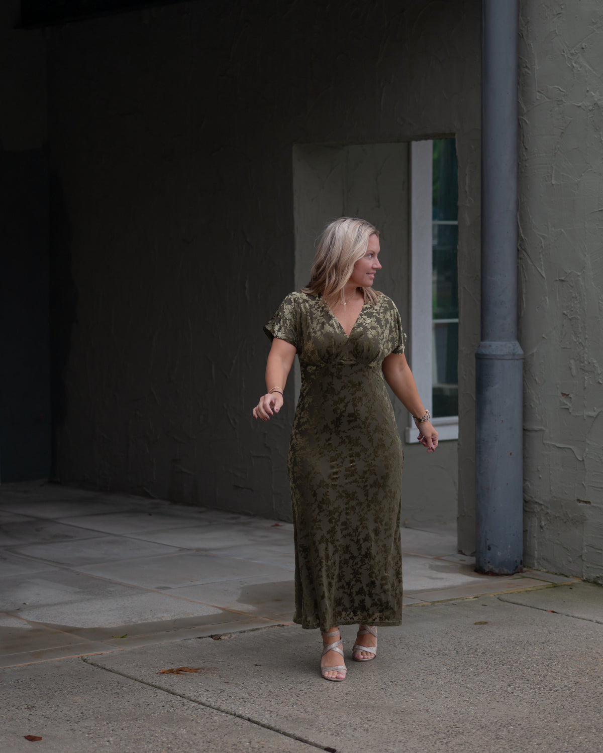 Olive After Hours Velvet Midi Dress