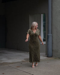 Olive After Hours Velvet Midi Dress