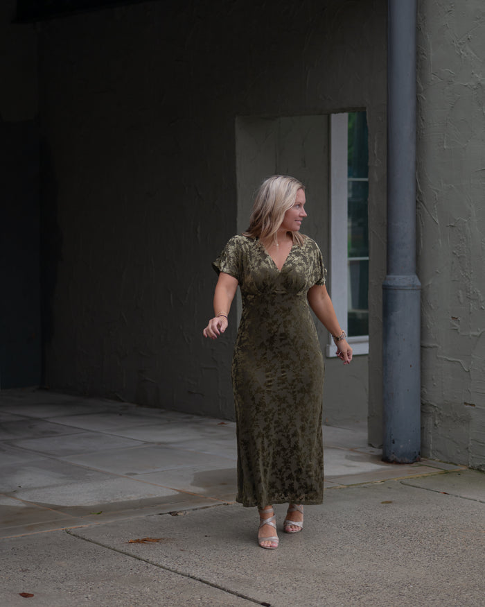 Olive After Hours Velvet Midi Dress