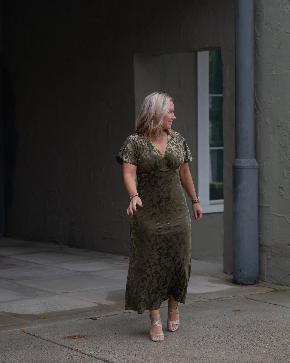 Olive After Hours Velvet Midi Dress