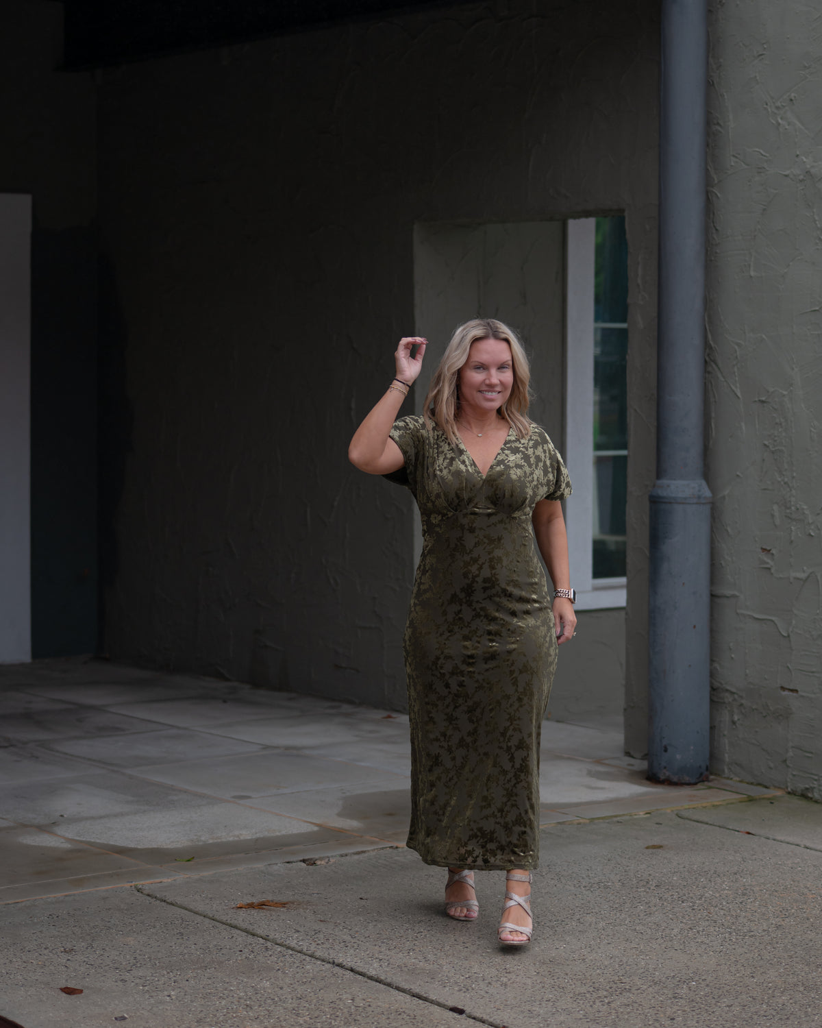 Olive After Hours Velvet Midi Dress