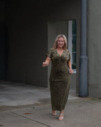Olive After Hours Velvet Midi Dress