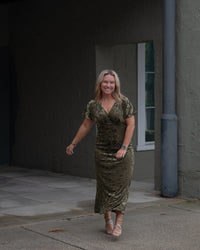 Olive After Hours Velvet Midi Dress