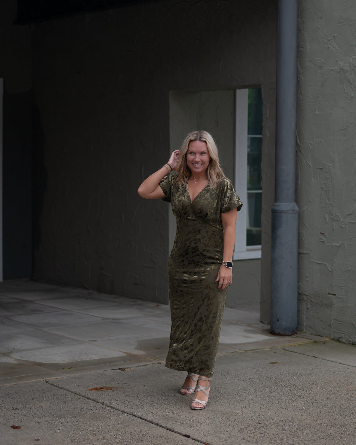 Olive After Hours Velvet Midi Dress