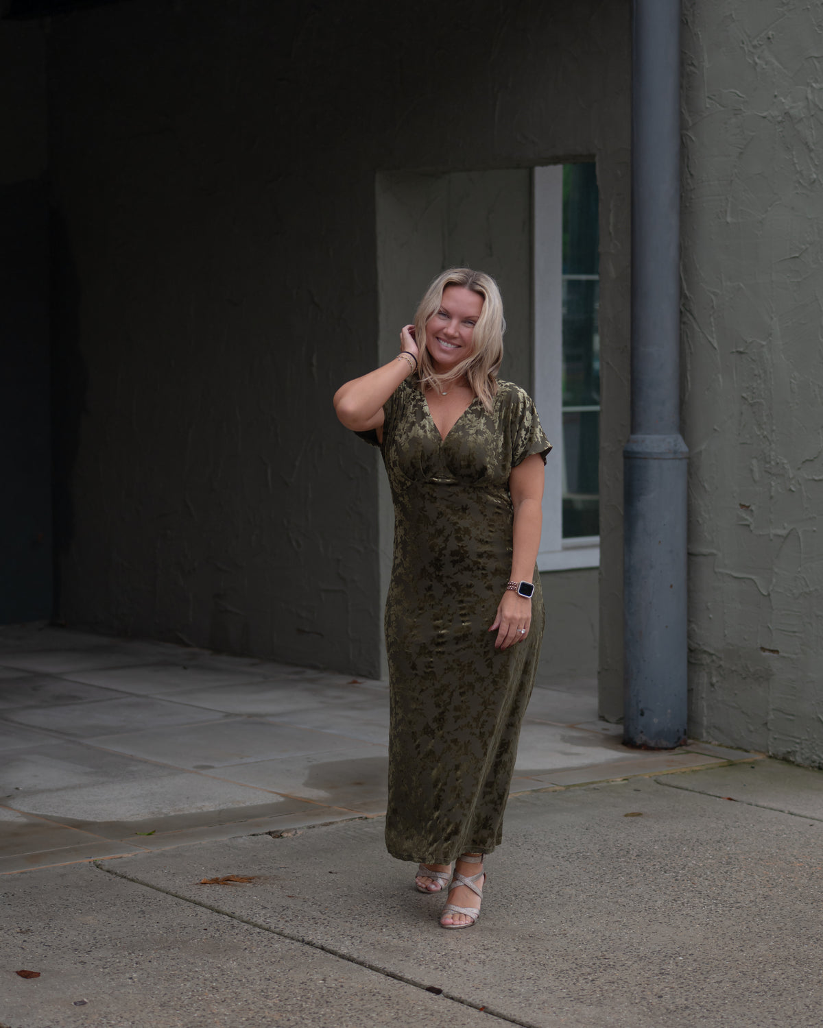 Olive After Hours Velvet Midi Dress