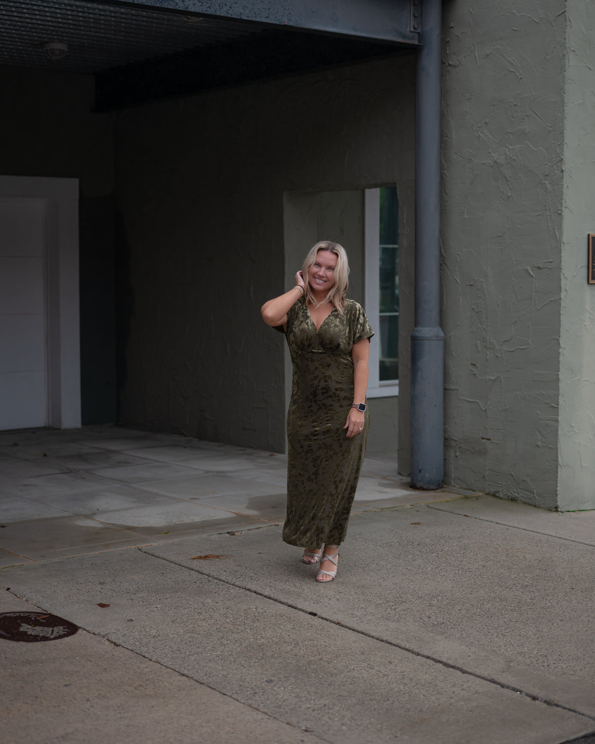 Olive After Hours Velvet Midi Dress