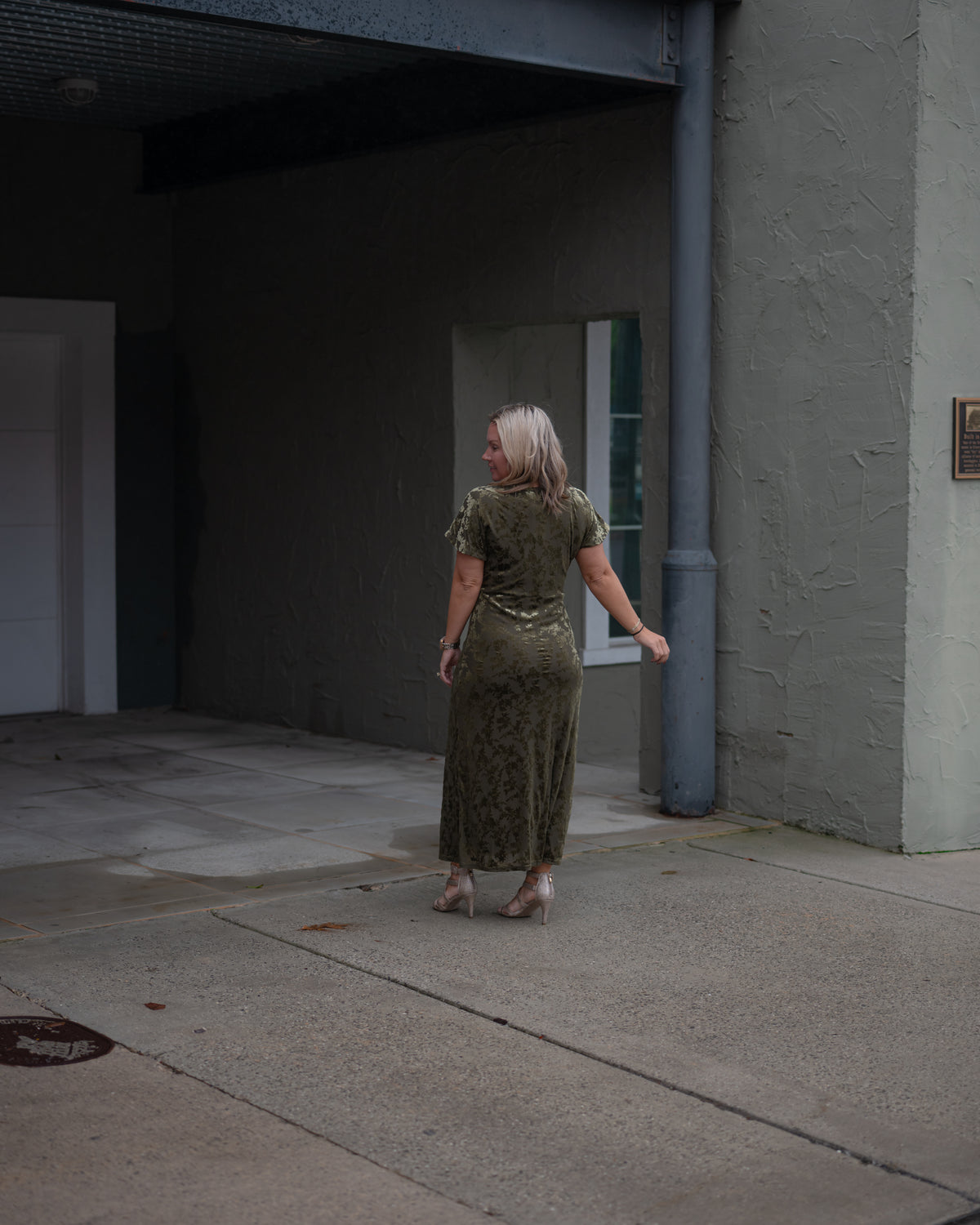 Olive After Hours Velvet Midi Dress