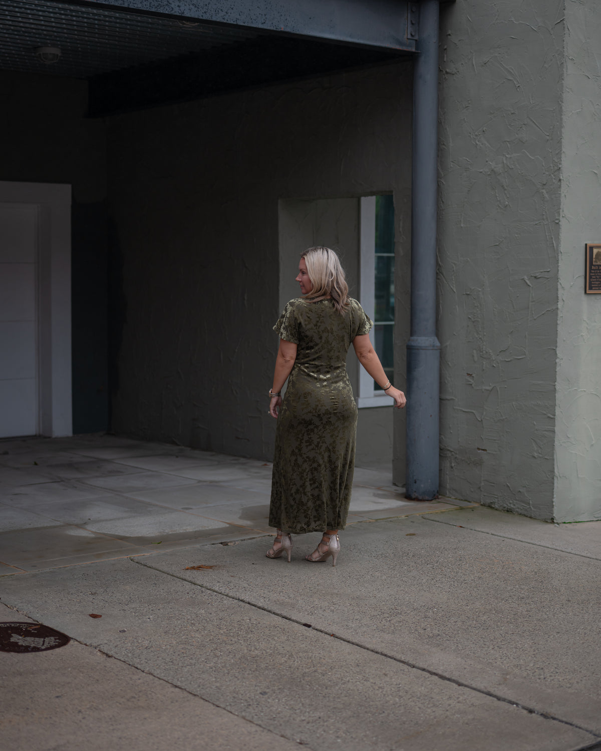 Olive After Hours Velvet Midi Dress