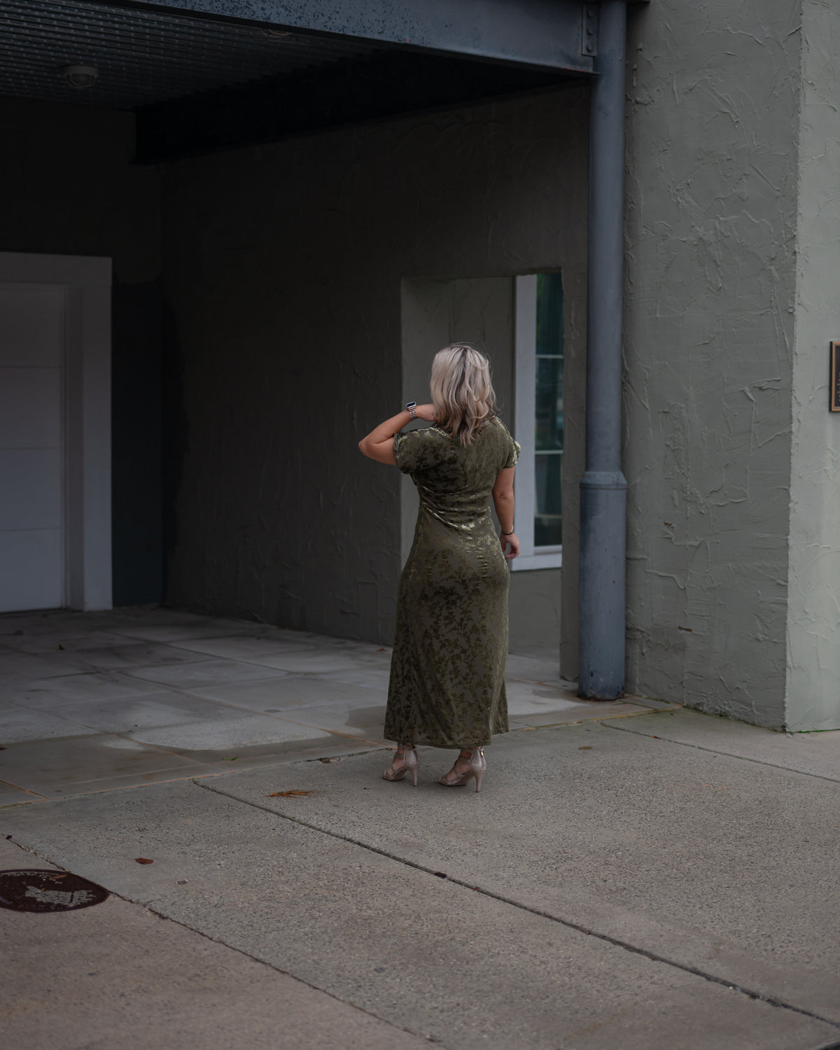 Olive After Hours Velvet Midi Dress