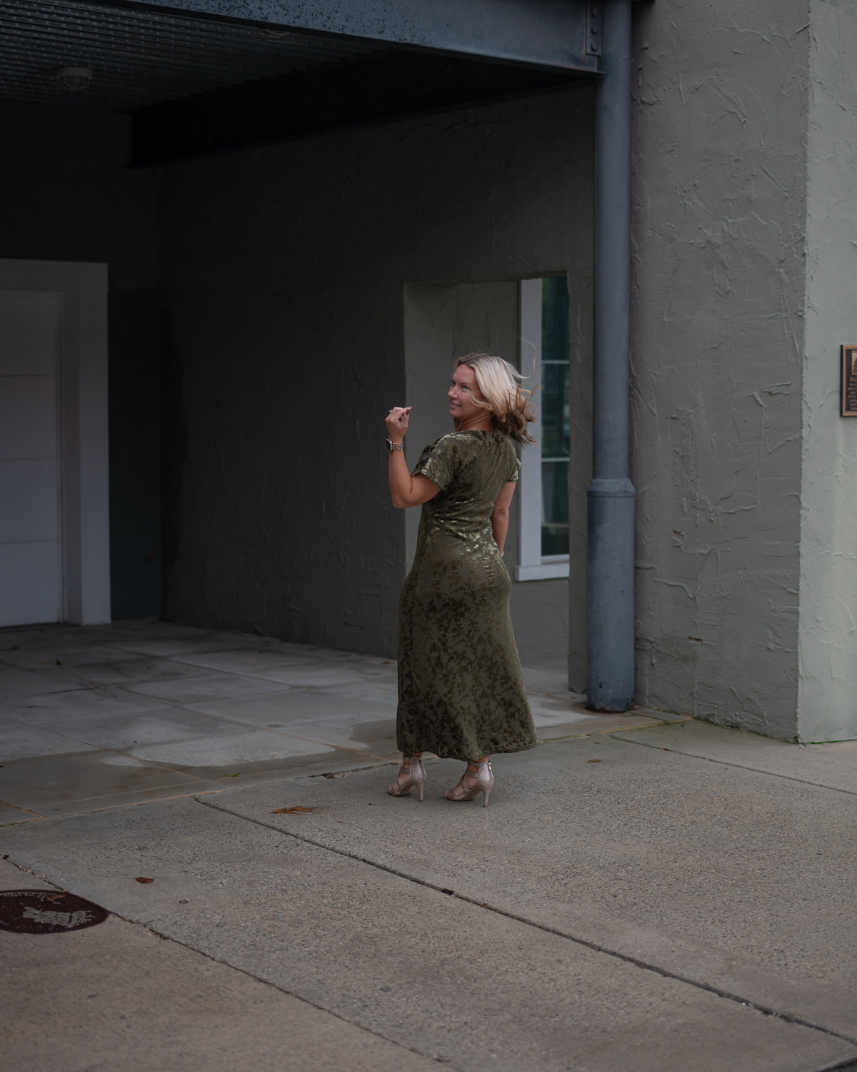 Olive After Hours Velvet Midi Dress