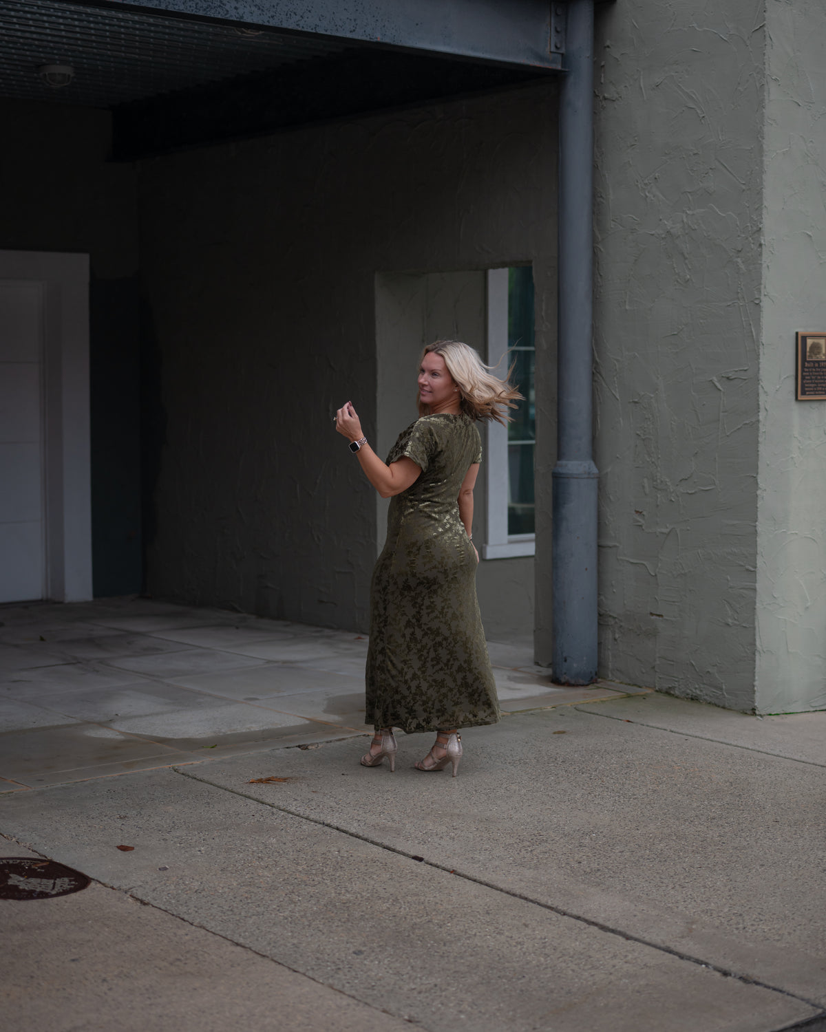 Olive After Hours Velvet Midi Dress