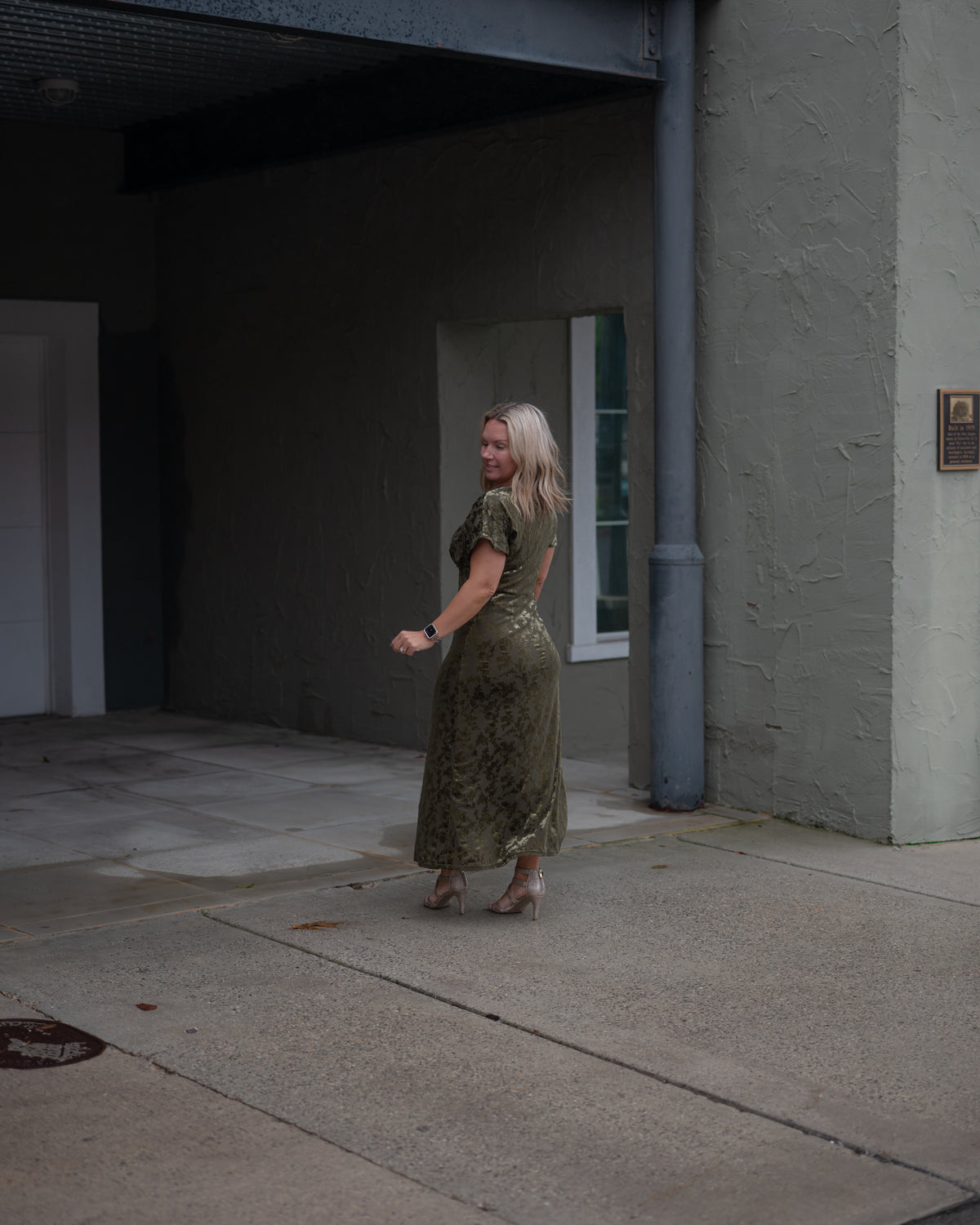 Olive After Hours Velvet Midi Dress