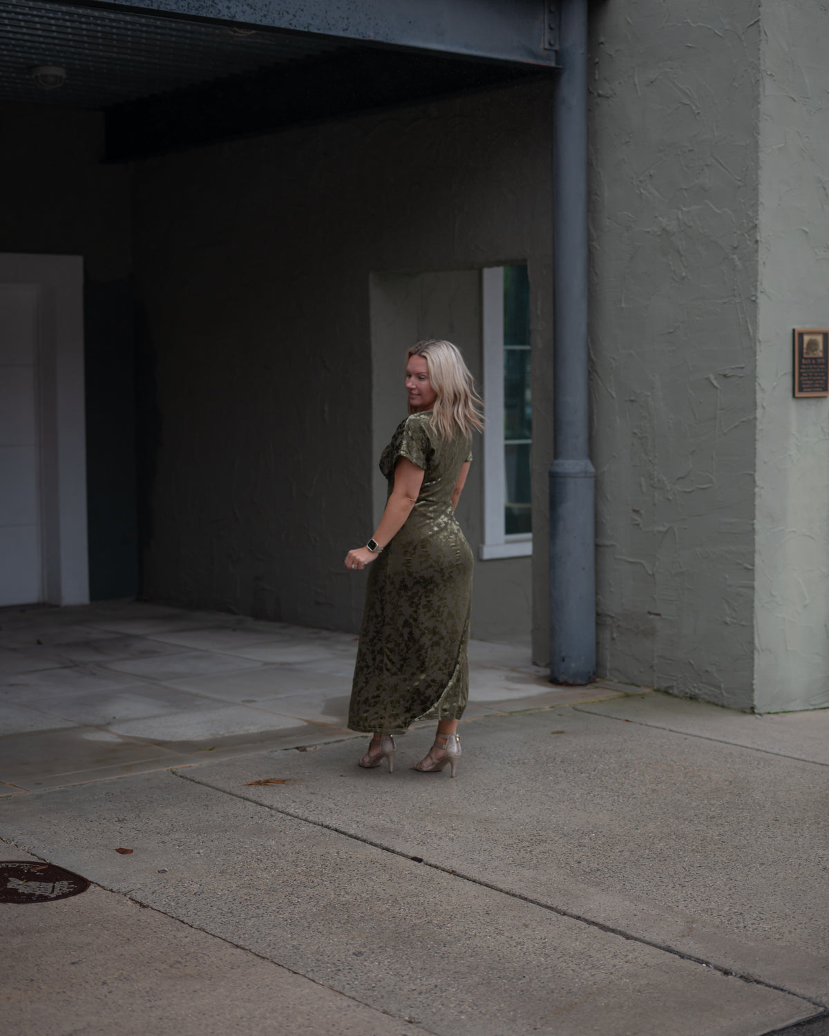Olive After Hours Velvet Midi Dress