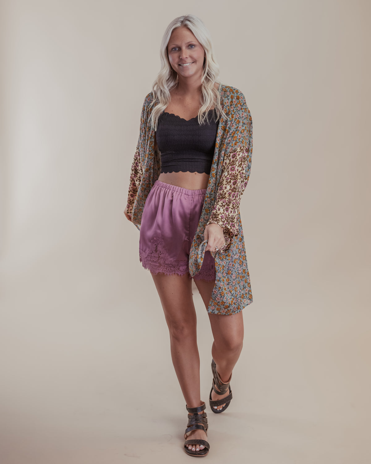 Rose Lace Trim Shorts