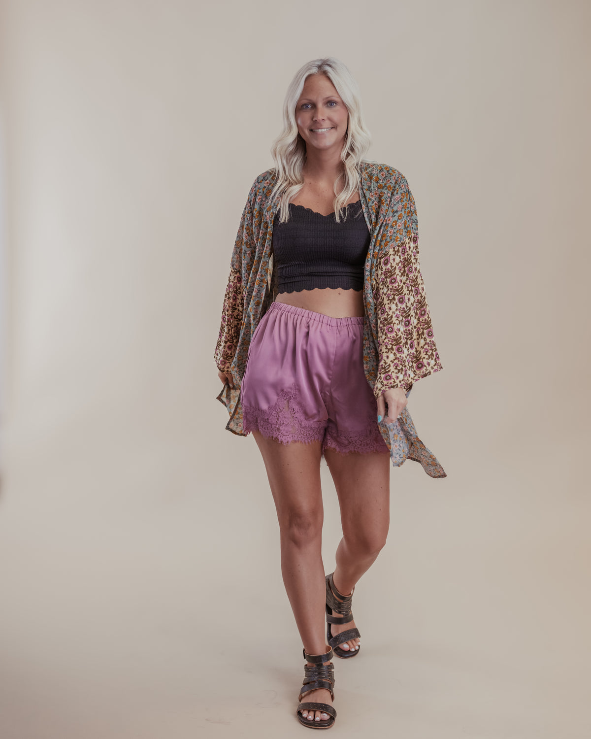 Rose Lace Trim Shorts