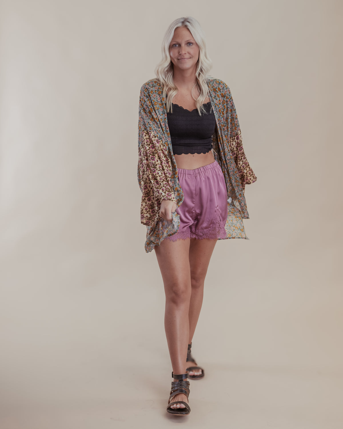 Rose Lace Trim Shorts