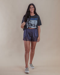 Midnight Blue Lace Trim Shorts
