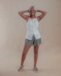 Sage Lace Trim Shorts
