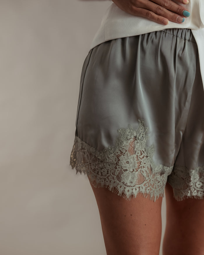 Sage Lace Trim Shorts