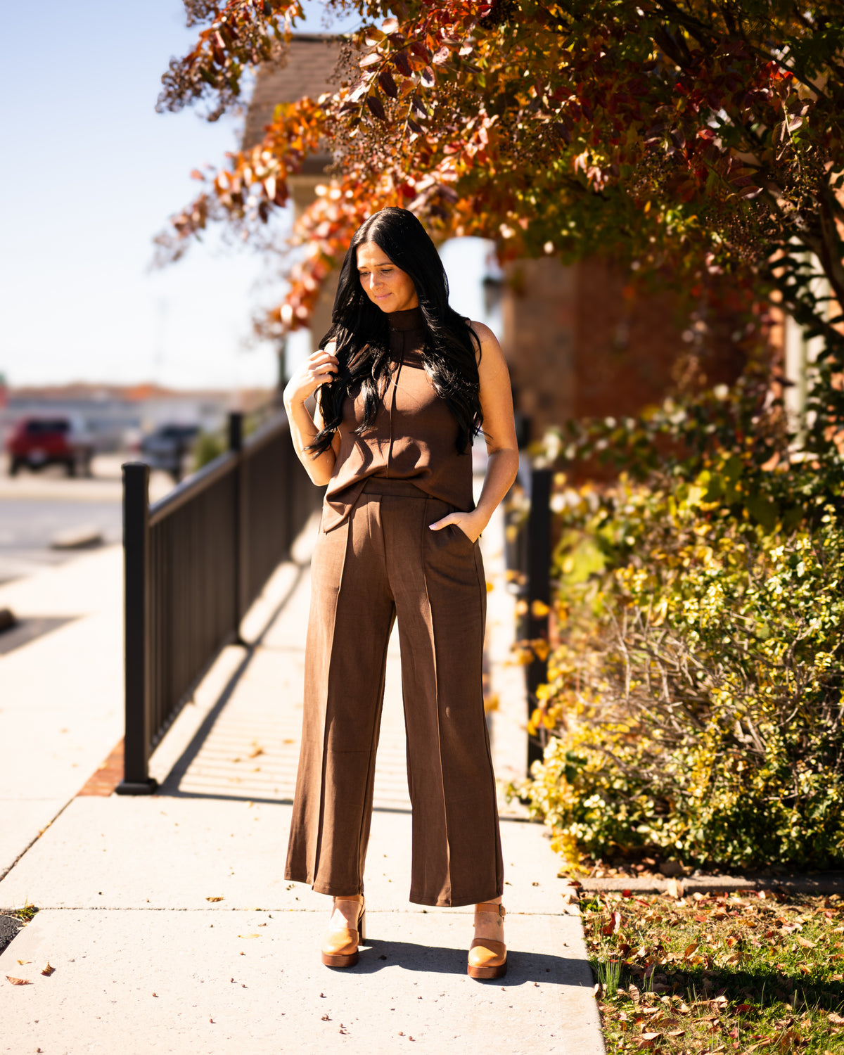 Modal Pintuck Elastic Waist Pants