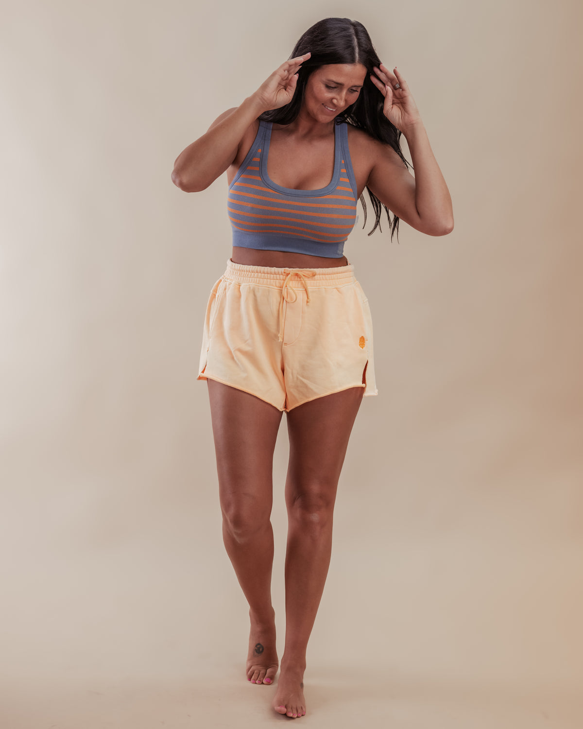 Free People Go To Stripe Bra in Blue Ash Combo