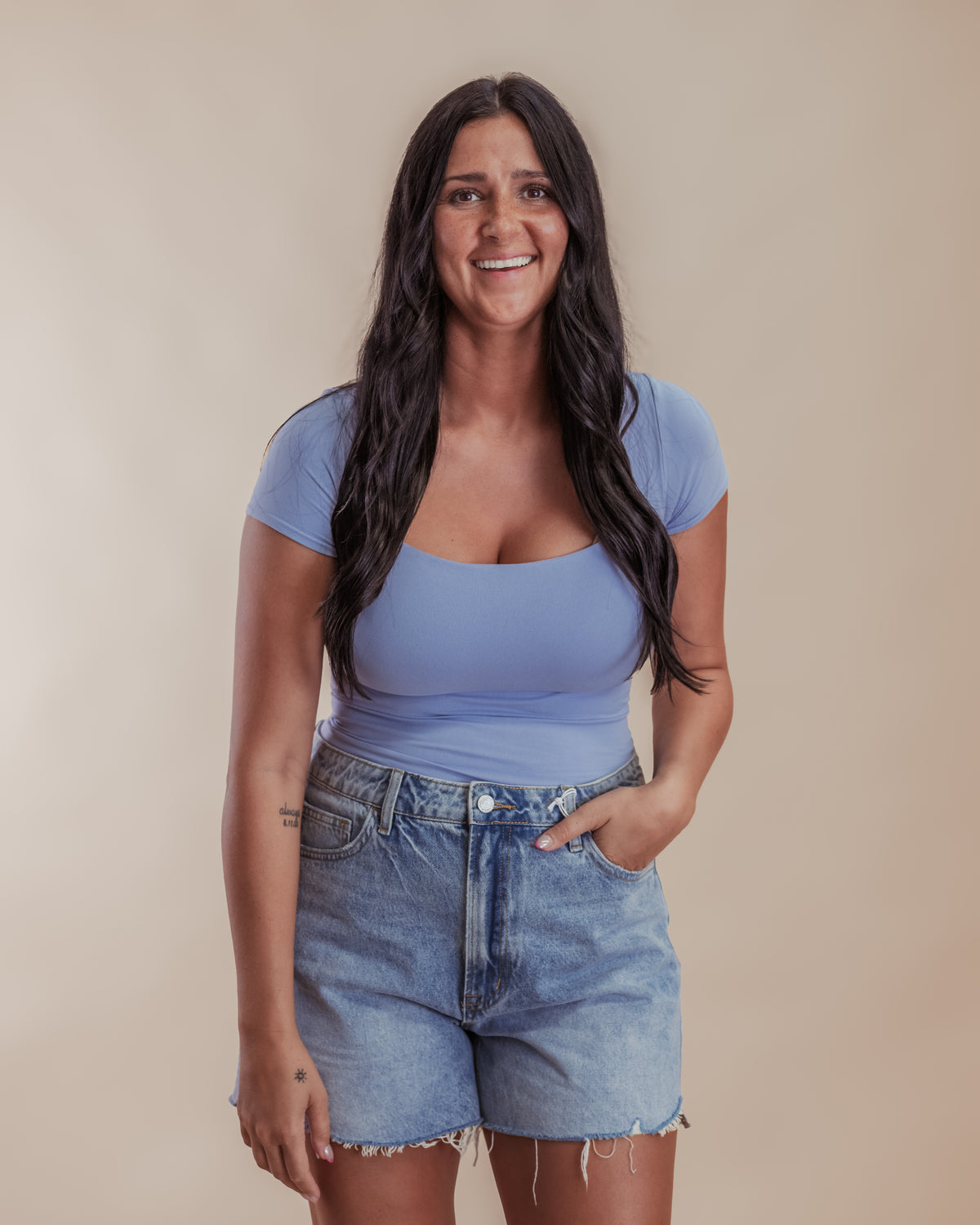 Free People Sunfade Clean Lines Baby Tee in Dawn Breeze