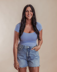 Free People Sunfade Clean Lines Baby Tee in Dawn Breeze