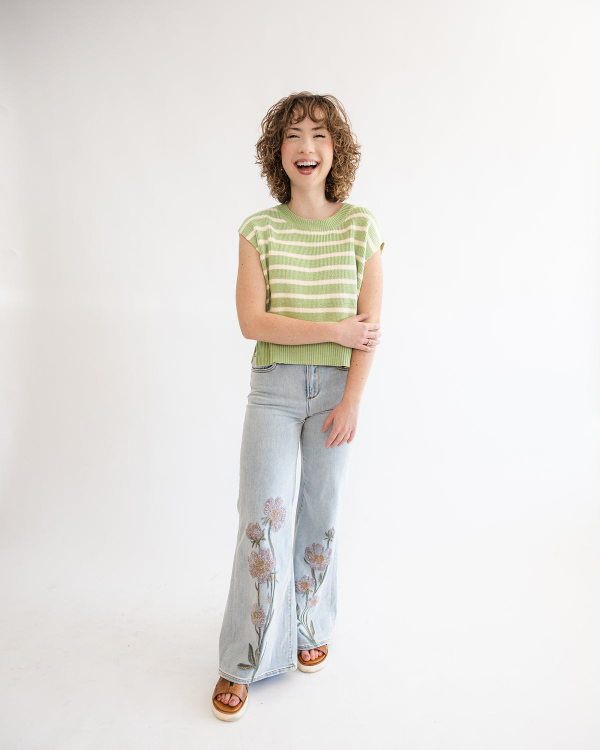 Driftwood Penelope X Faded Roses Wide Leg Jeans