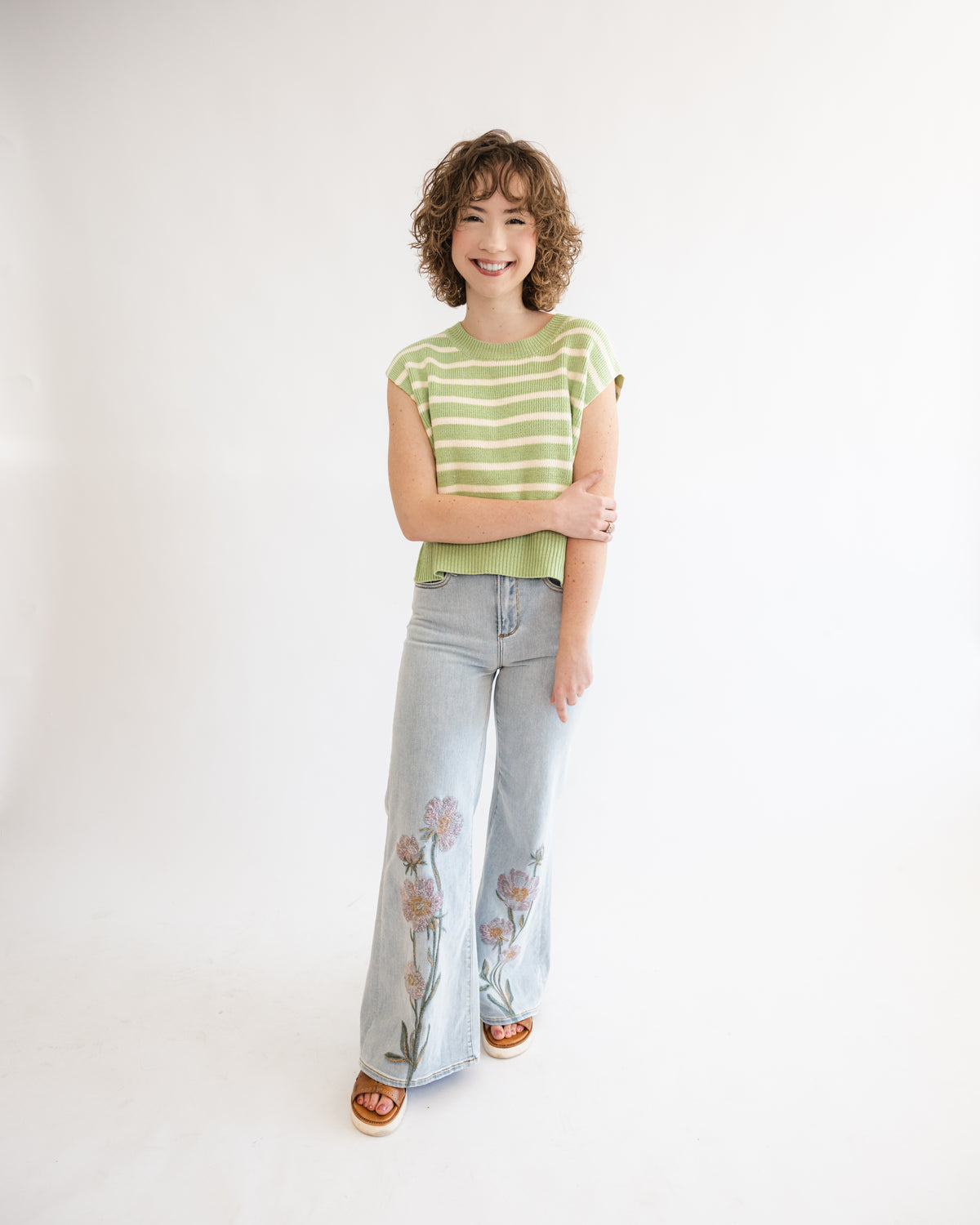 Driftwood Penelope X Faded Roses Wide Leg Jeans