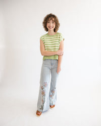 Driftwood Penelope X Faded Roses Wide Leg Jeans