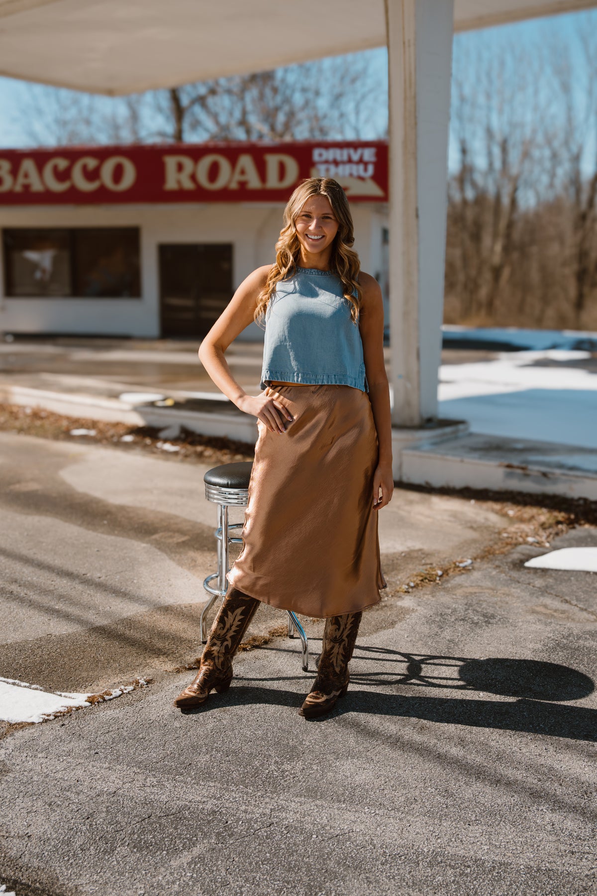 Red Lip Reckless Satin Skirt