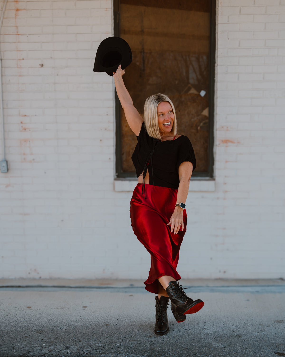 Red Lip Reckless Satin Skirt