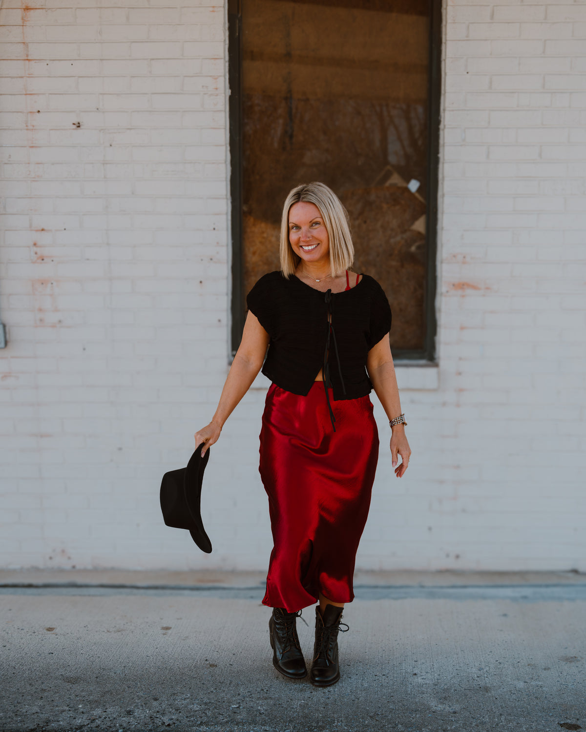 Red Lip Reckless Satin Skirt
