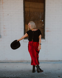 Red Lip Reckless Satin Skirt