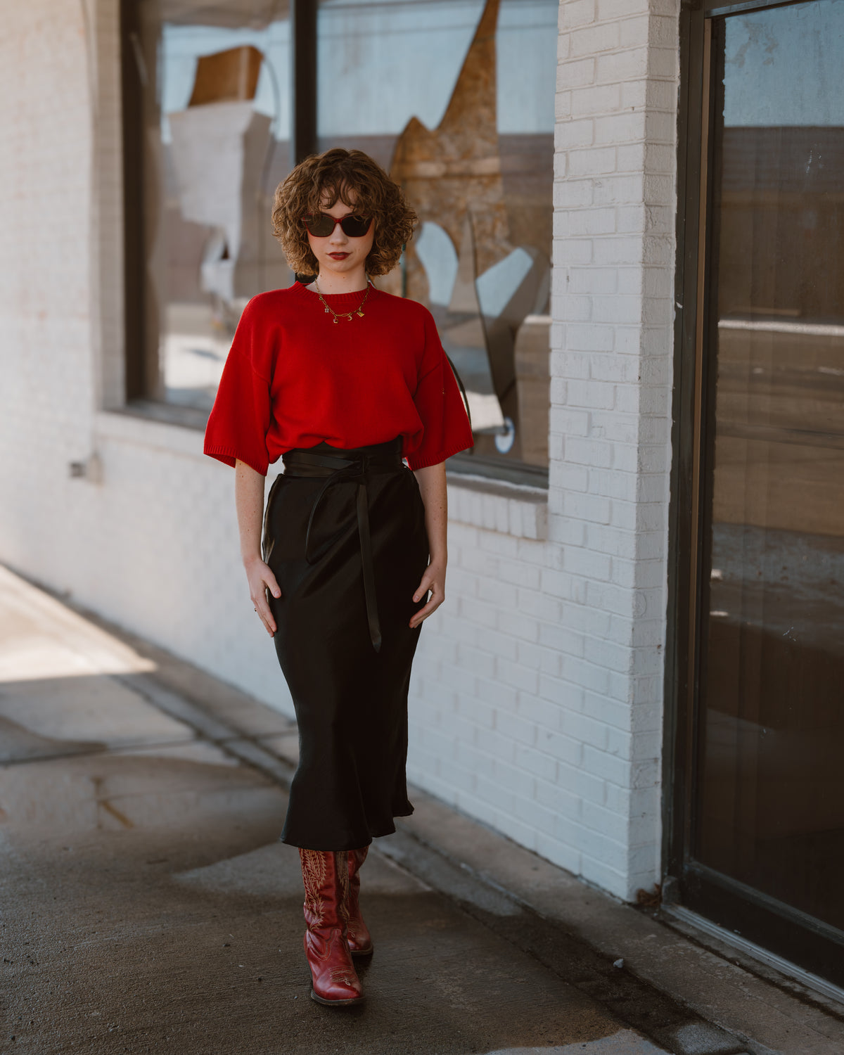 Red Lip Reckless Satin Skirt