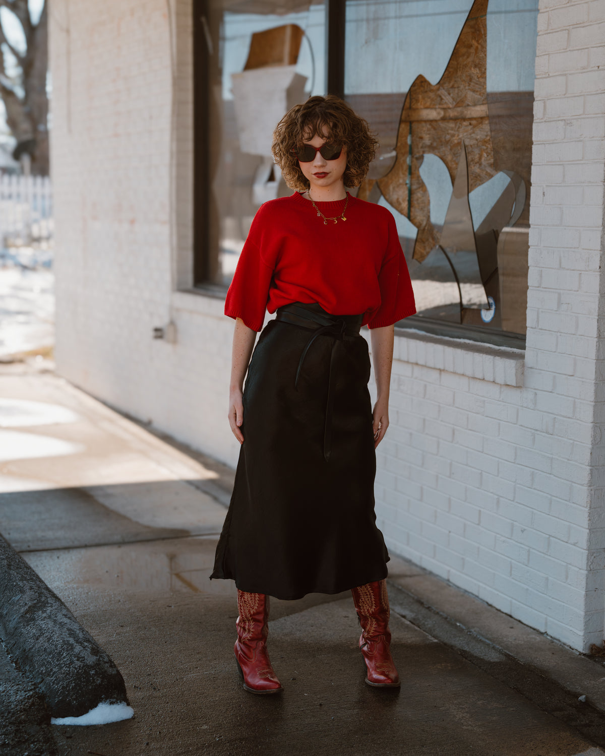 Red Lip Reckless Satin Skirt