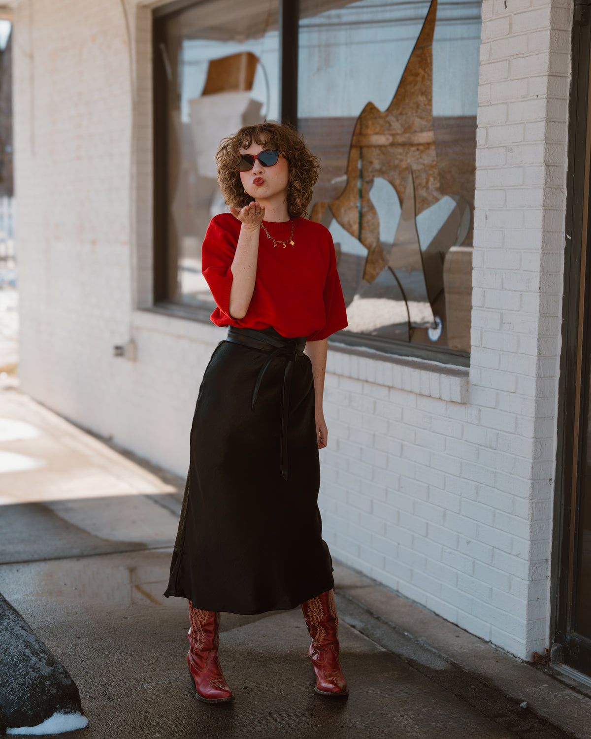 Red Lip Reckless Satin Skirt