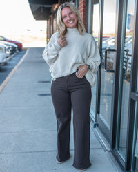 Good American Good Waist Palazzo Ankle Jeans in Espresso