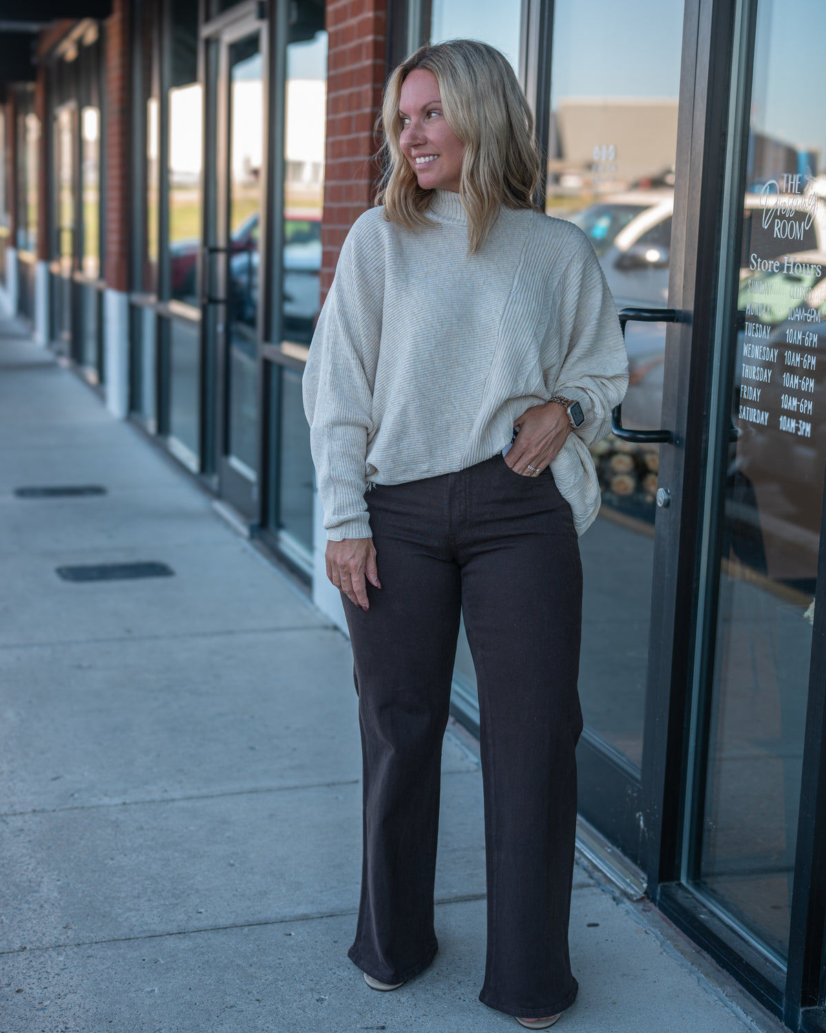 Good American Good Waist Palazzo Ankle Jeans in Espresso