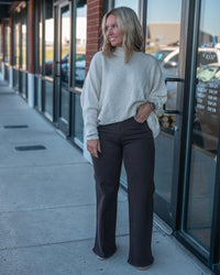 Good American Good Waist Palazzo Ankle Jeans in Espresso
