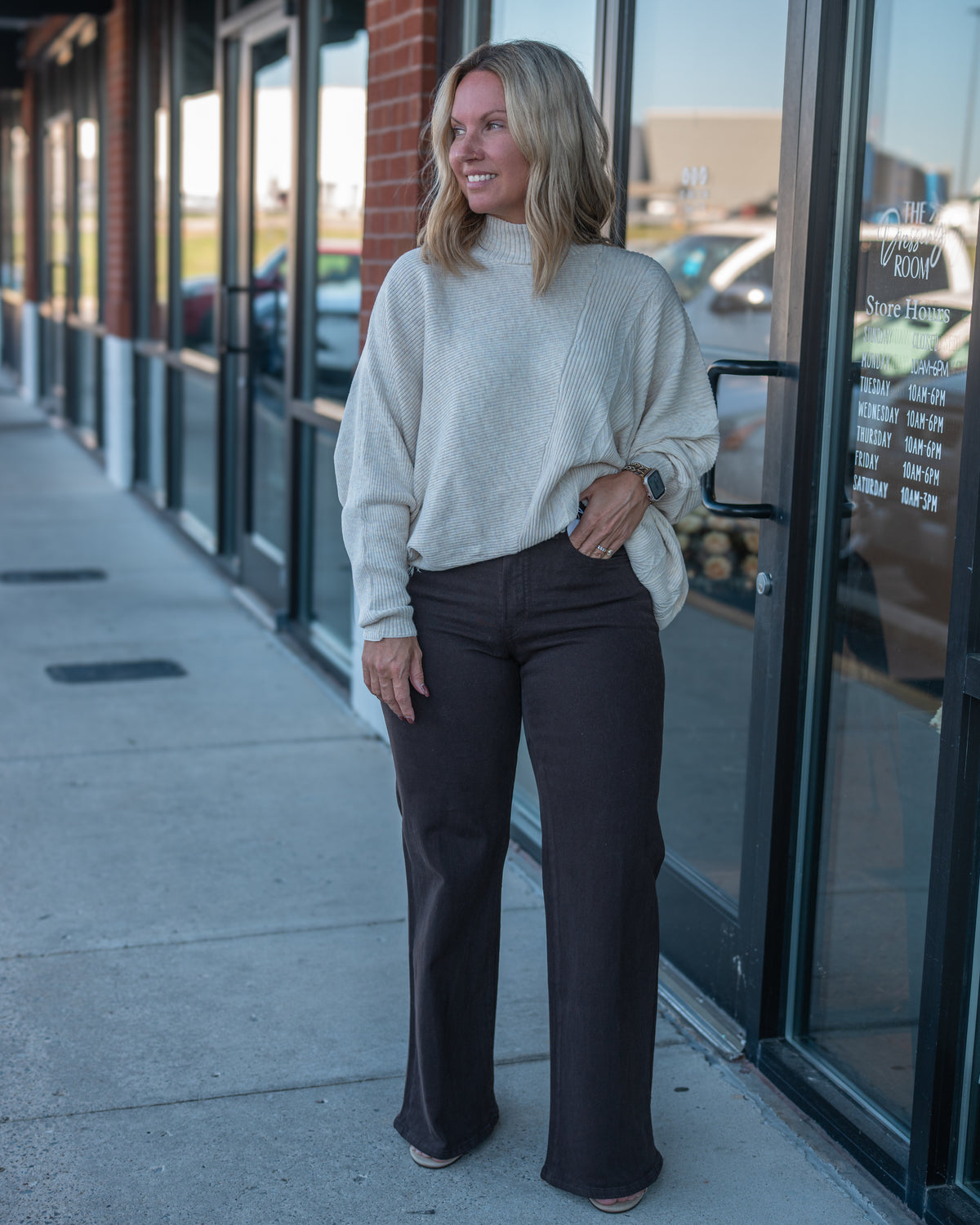 Good American Good Waist Palazzo Ankle Jeans in Espresso