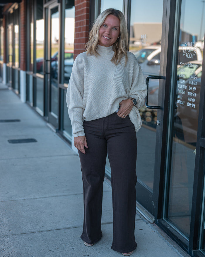 Good American Good Waist Palazzo Ankle Jeans in Espresso