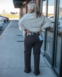 Good American Good Waist Palazzo Ankle Jeans in Espresso