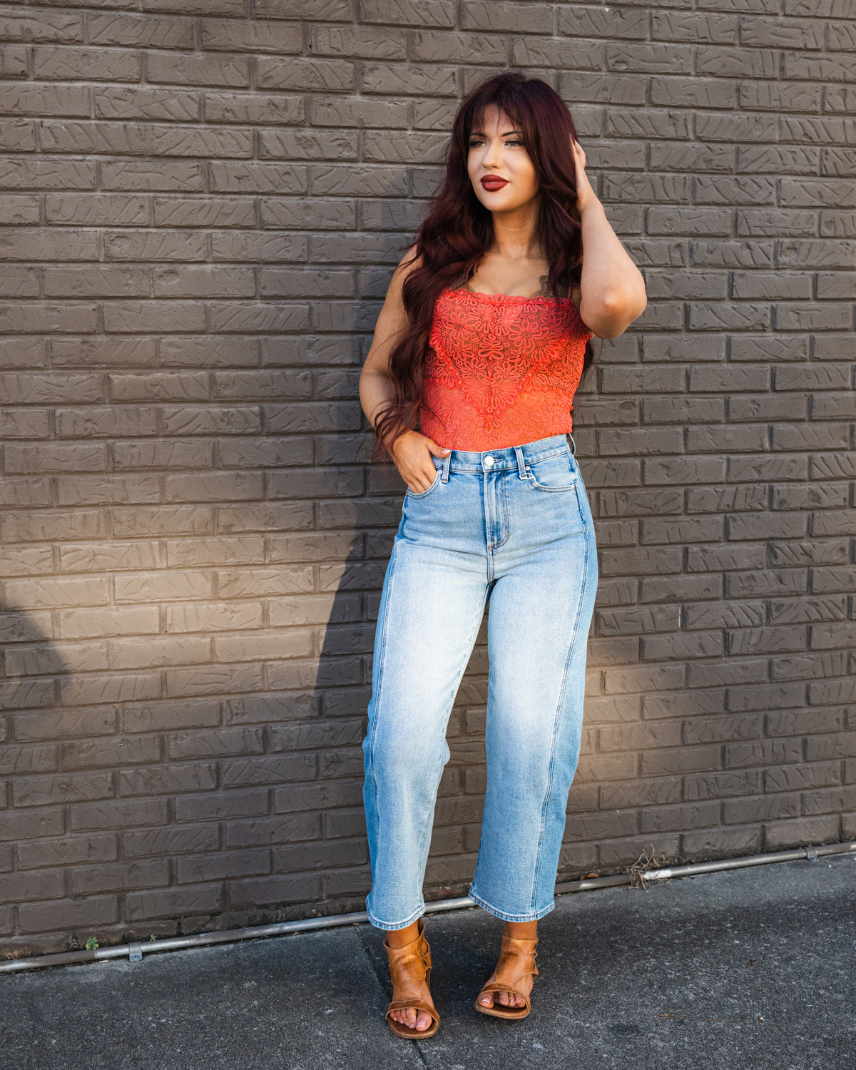 Free People Love and Lace Cami in Aged Coral