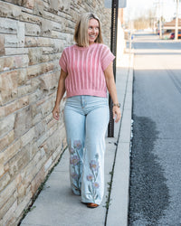 Peony Pop Short Sleeve Sweater