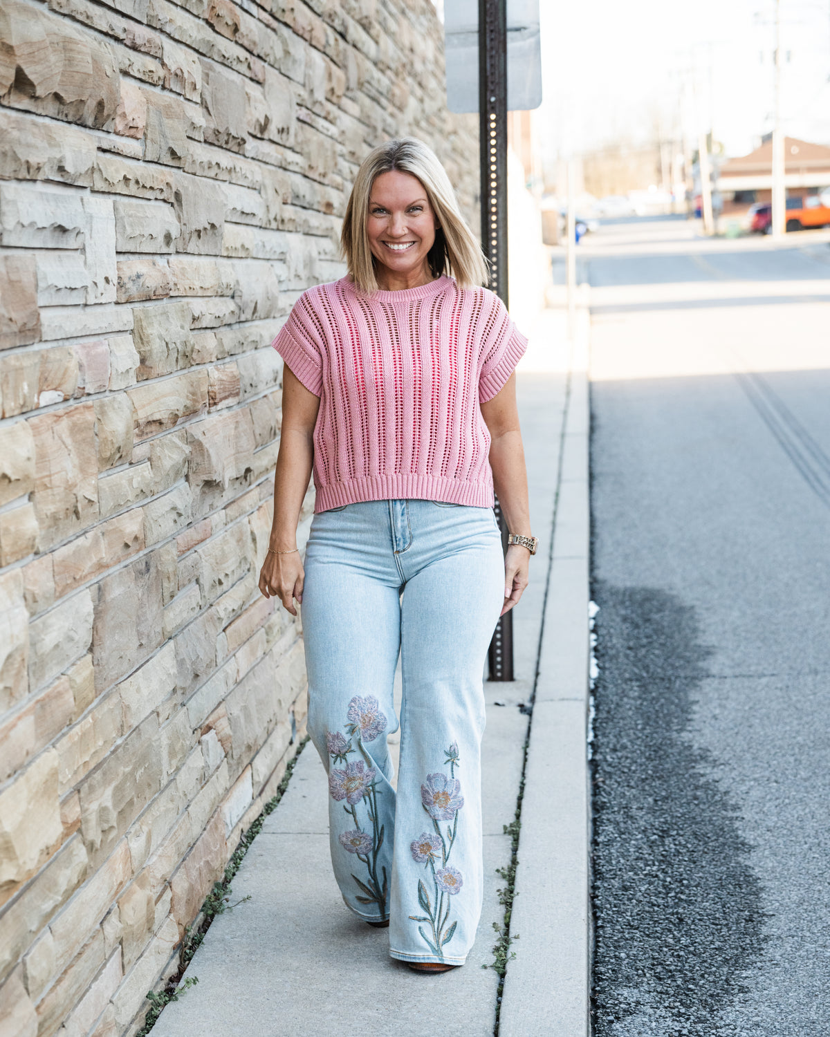 Peony Pop Short Sleeve Sweater