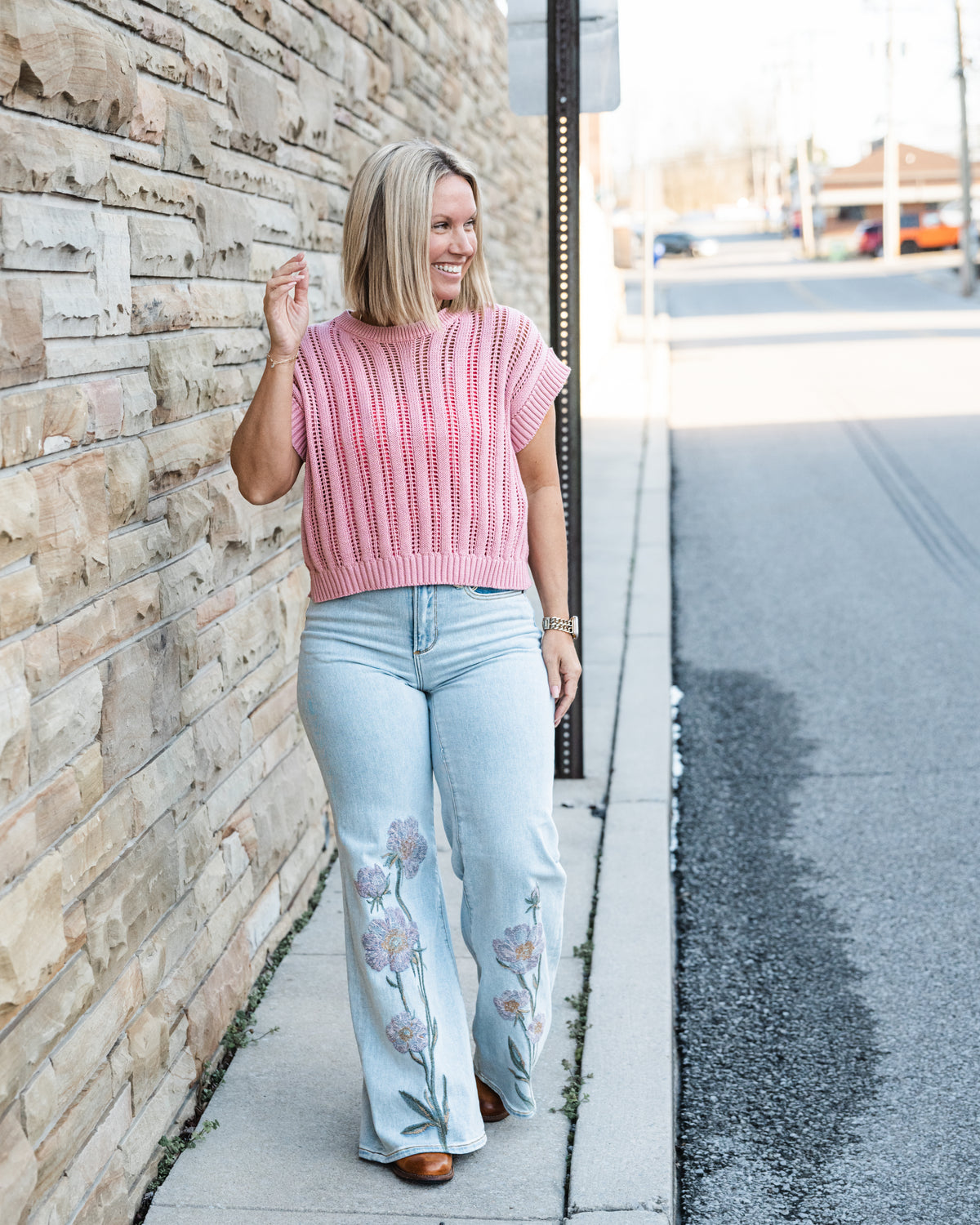 Peony Pop Short Sleeve Sweater