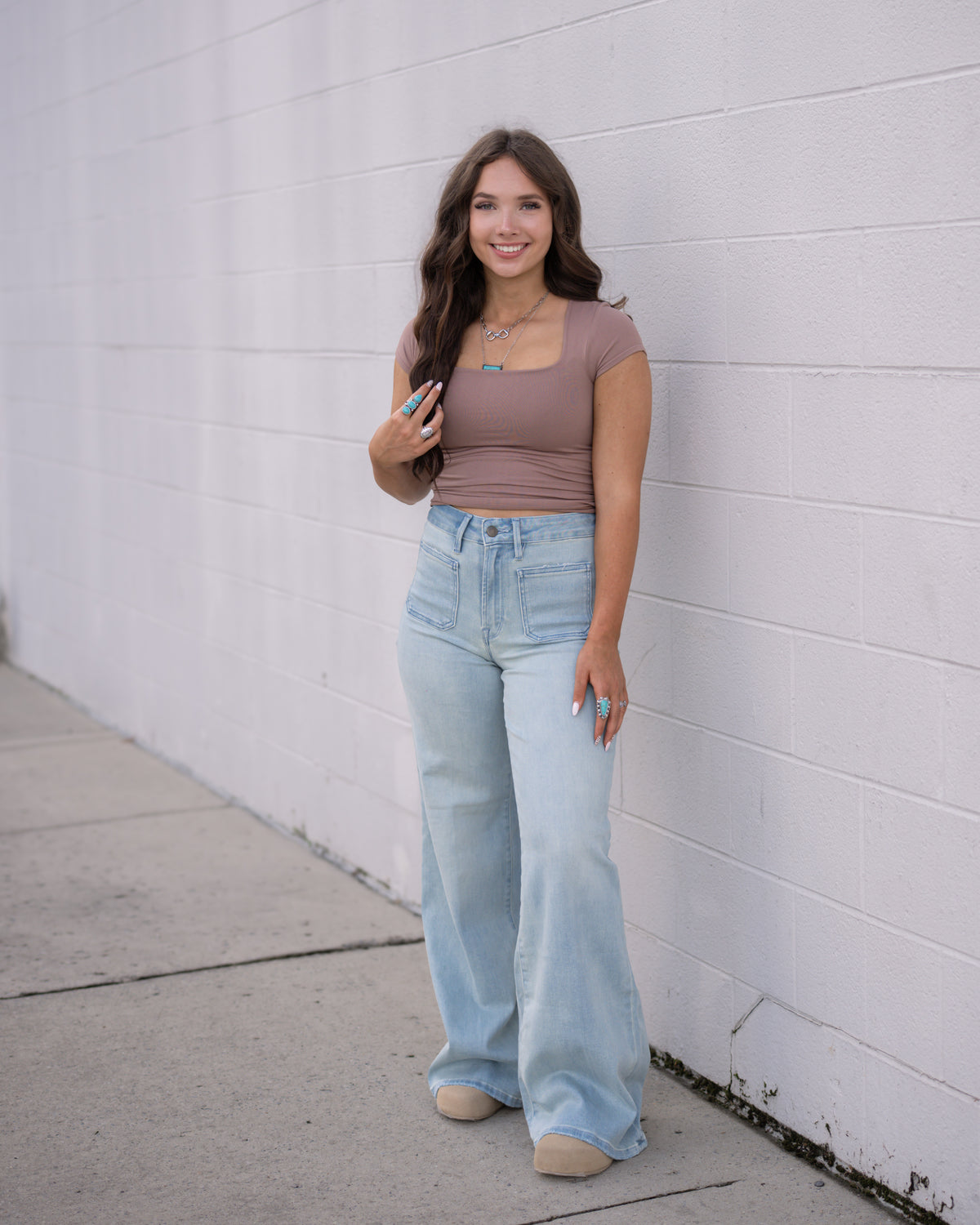 Free People Sunfade Clean Lines Baby Tee in Chocolate Malt